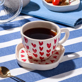 Alamkari India Ceramic Cute Heart Shaped Cup & Saucer